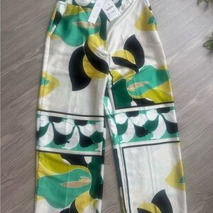 NWT Zara Silky Floral Print Wide-Leg Pants